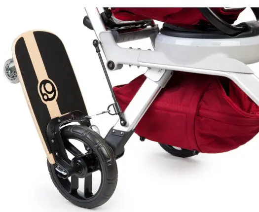 double stroller with skateboard