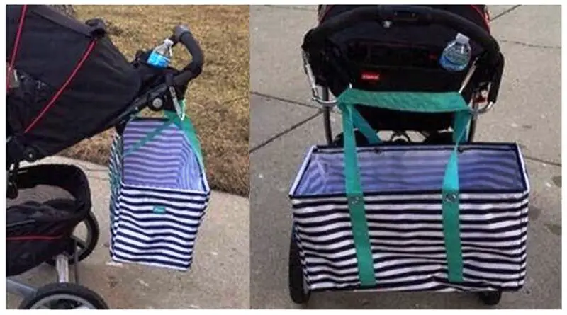 attach tote bag to stroller