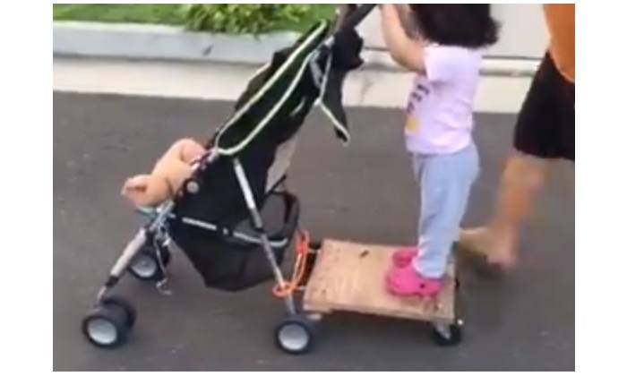 attach skateboard to stroller diy