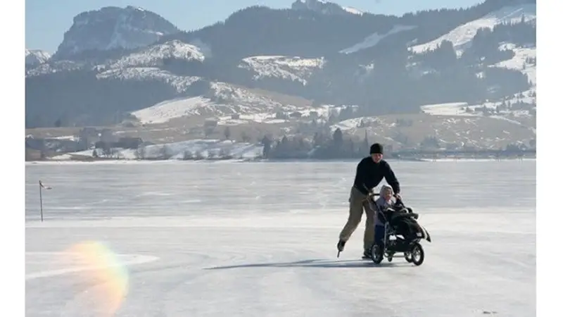ice skating with stroller