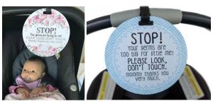 "no touching" stroller signs and badges