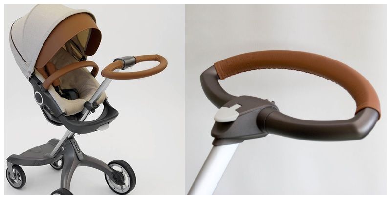 stroller with leather handle