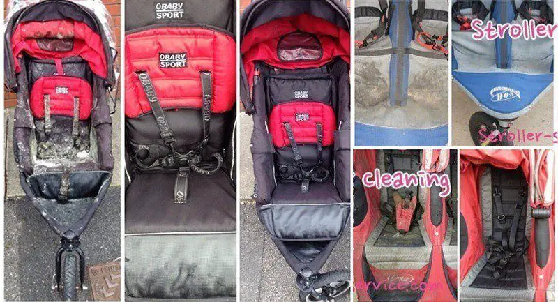 stroller cleaning, before and after