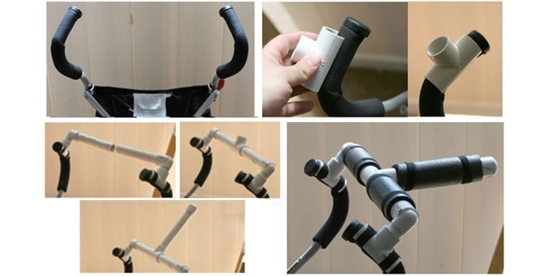 stroller handle extender using pvc pipe, one handle drive