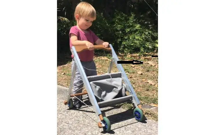 Homemade compact baby stroller fits under an airplane seat